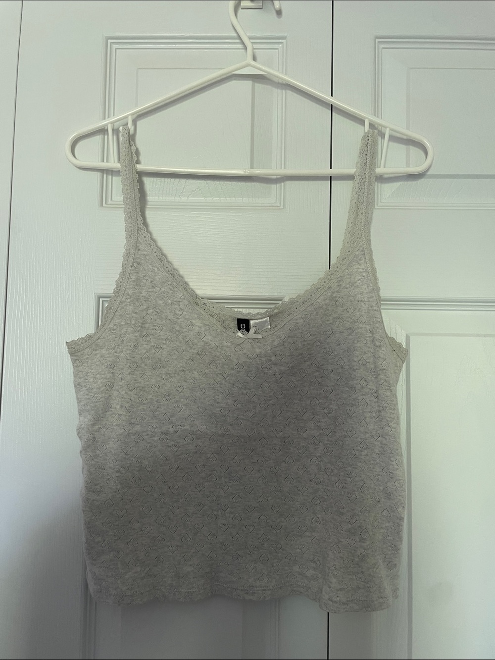 Light Grey Lace-Trim Tank Top